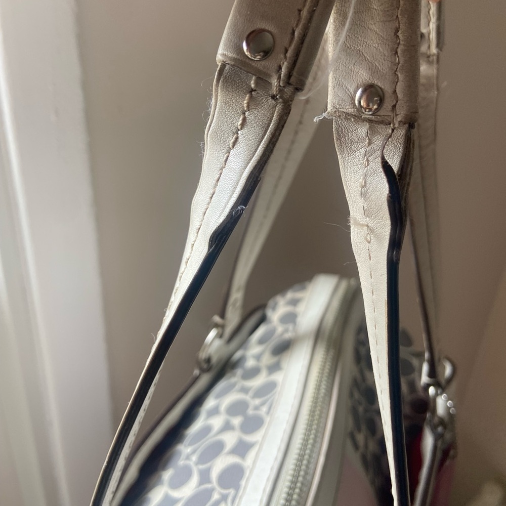 Rare Vintage Coach Gray and Pink Signature Satchel Bag - Picture 7 of 16